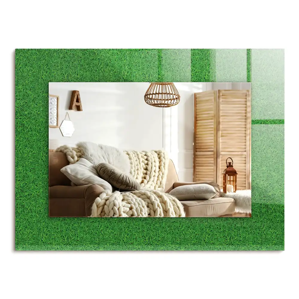 Specchio rettangolare decoro Erba verde