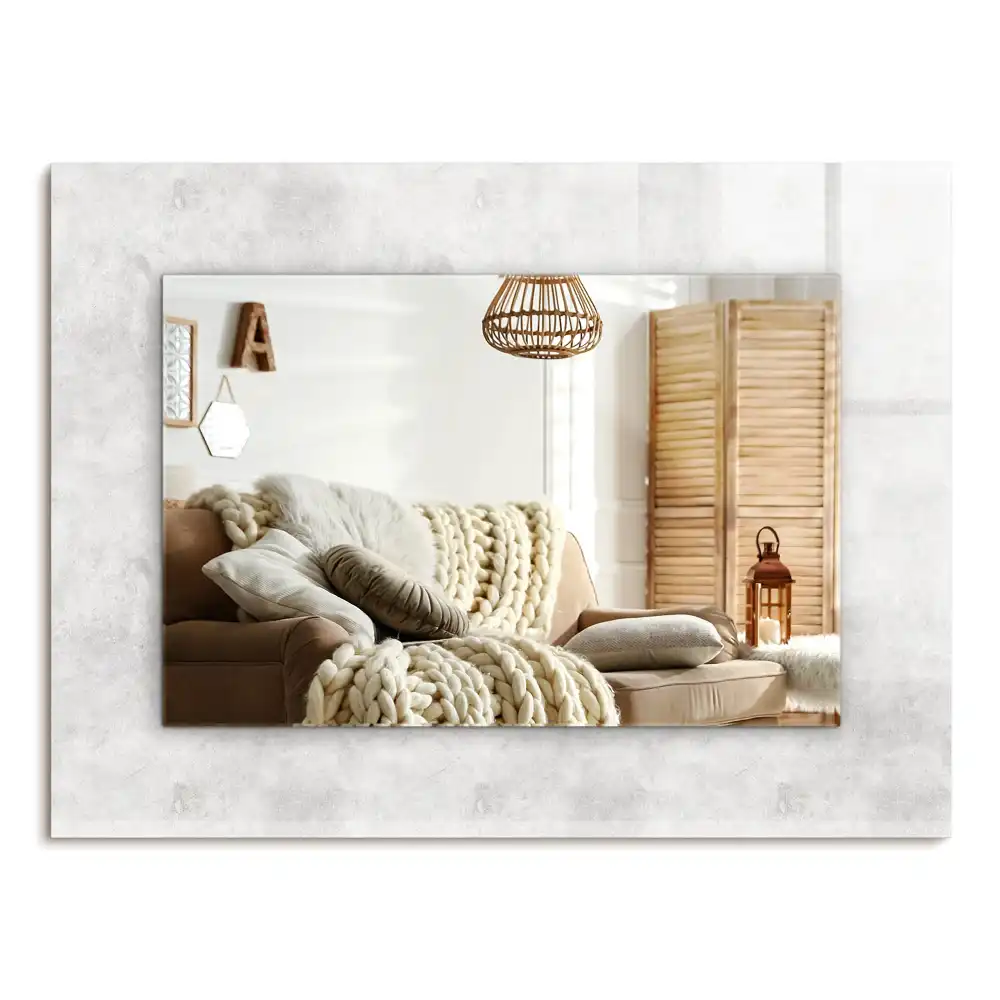 Specchio rettangolare con cornice stampata Motivo a trama grigia