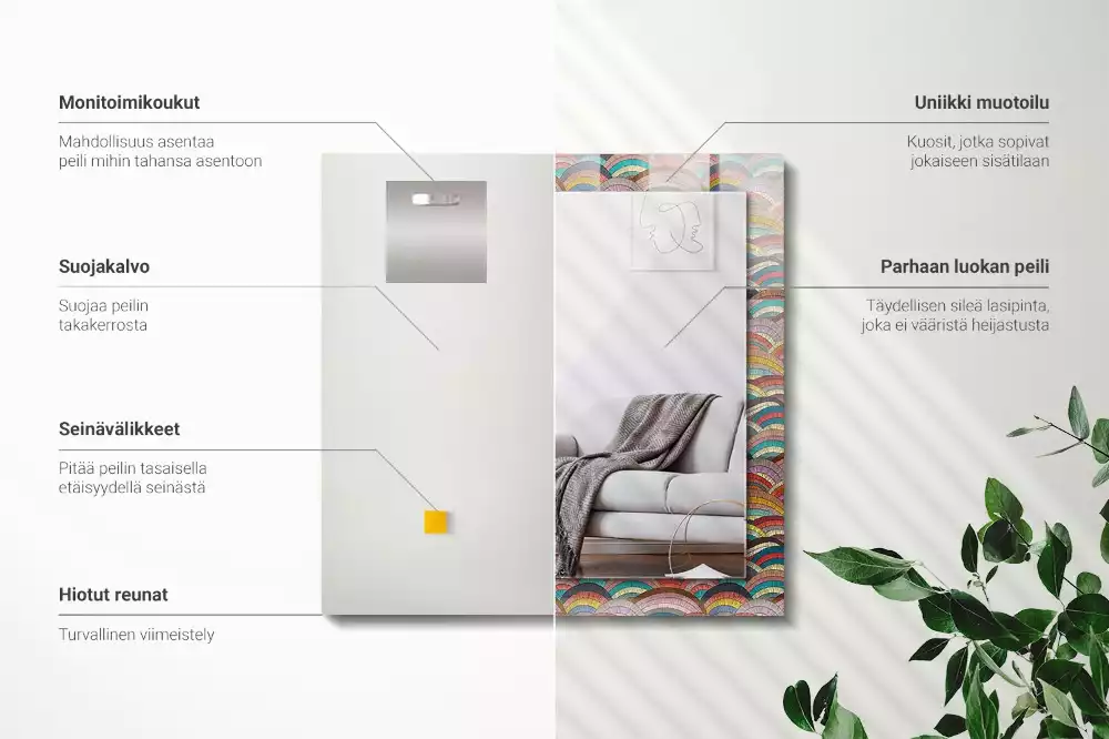 Specchio rettangolare stampato Onde di archi colorati