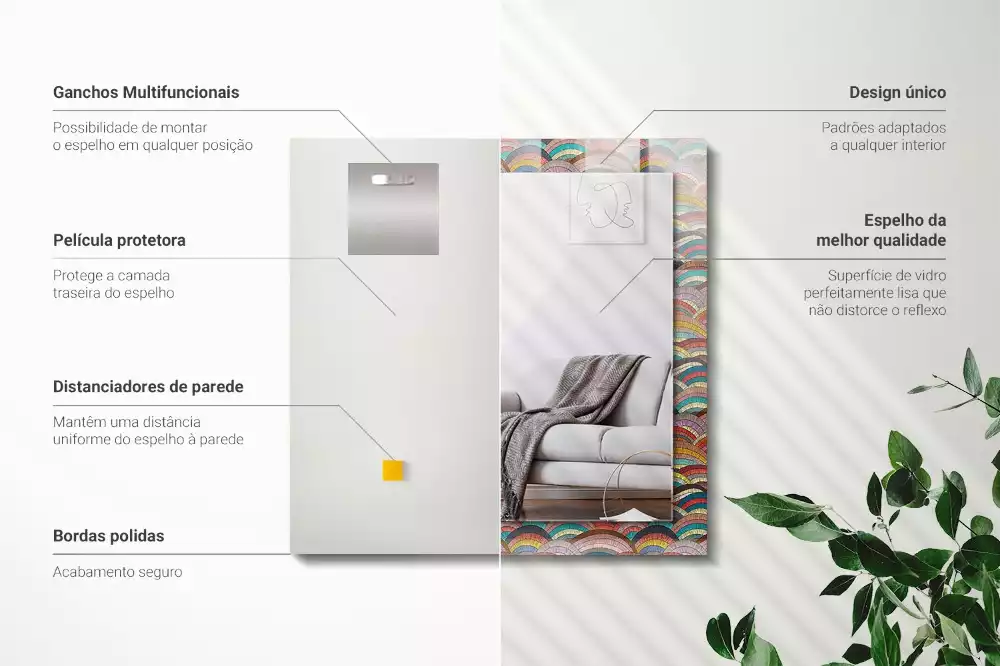 Specchio rettangolare stampato Onde di archi colorati