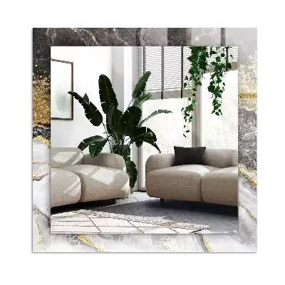 Specchio rettangolare con cornice stampata Venature di marmo astratte