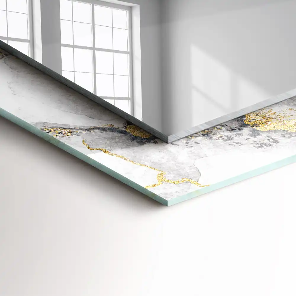 Specchio rettangolare con cornice stampata Venature di marmo astratte