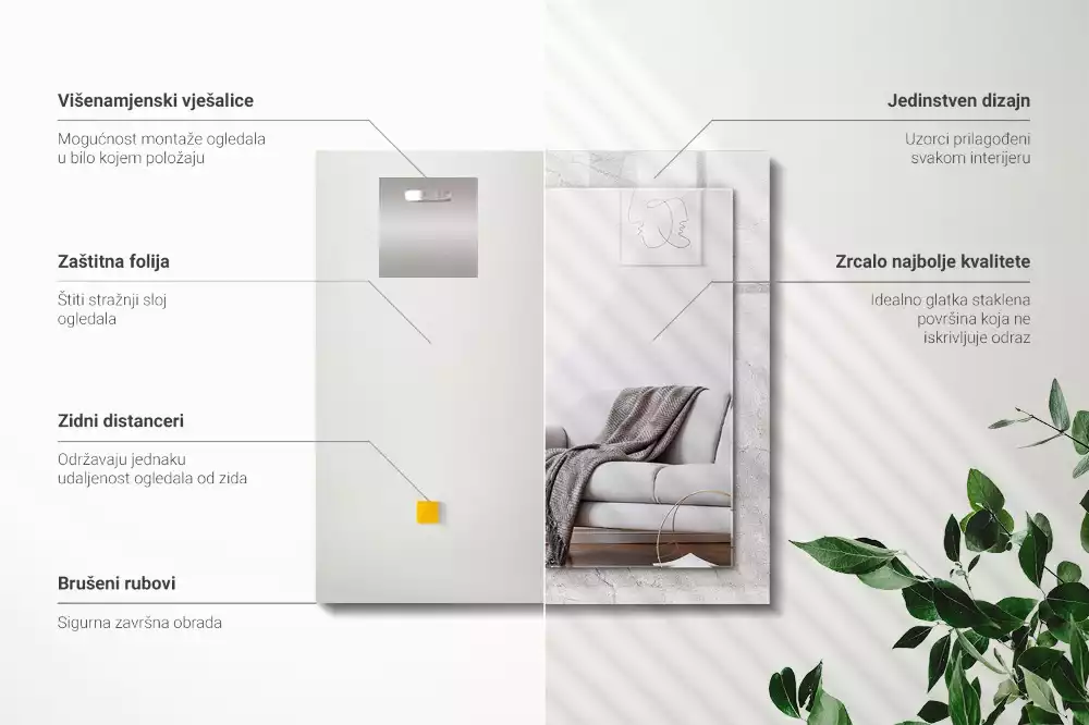 Specchio rettangolare stampato Superficie di calcestruzzo fessurata