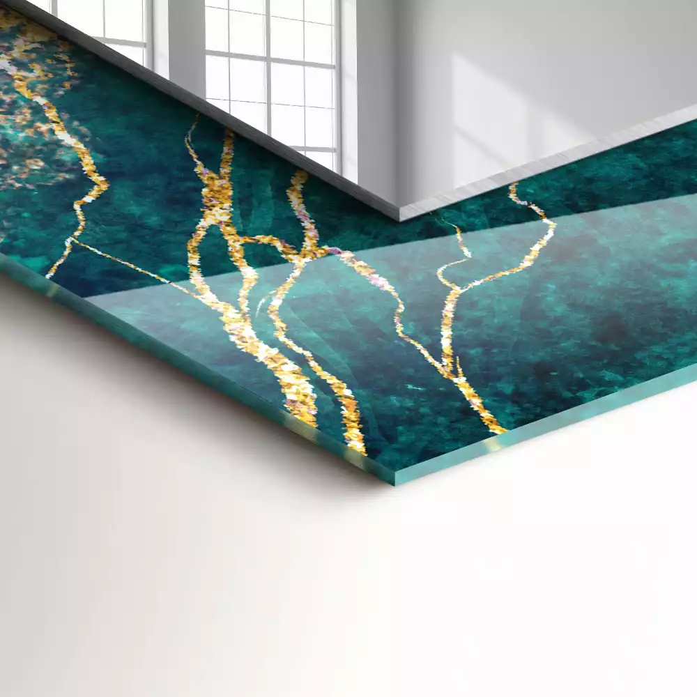 Specchio rettangolare decoro marmo verde