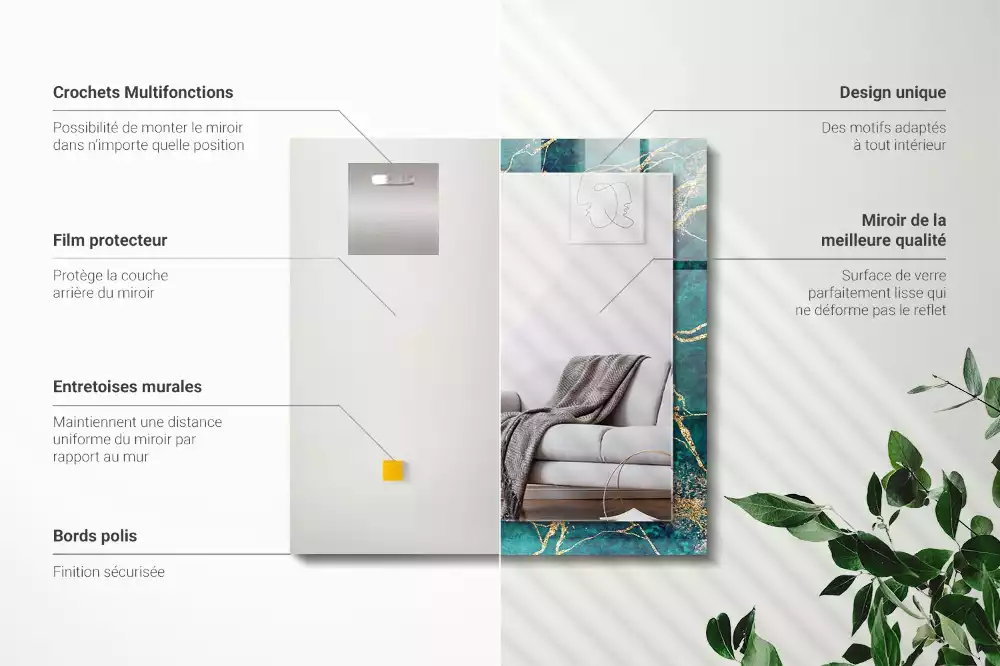 Specchio rettangolare decoro marmo verde