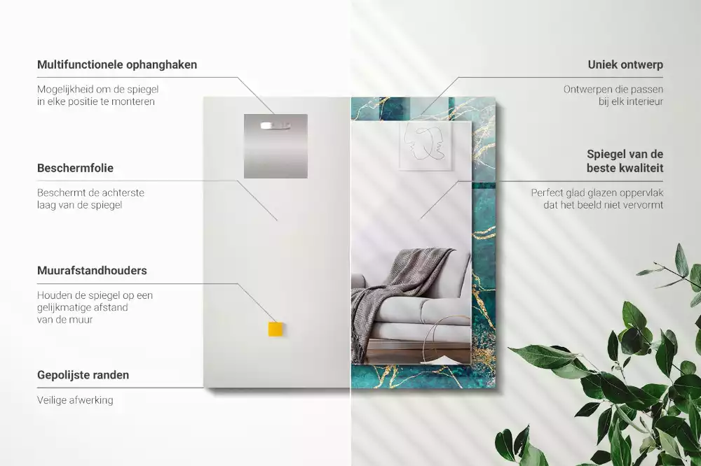 Specchio rettangolare decoro marmo verde