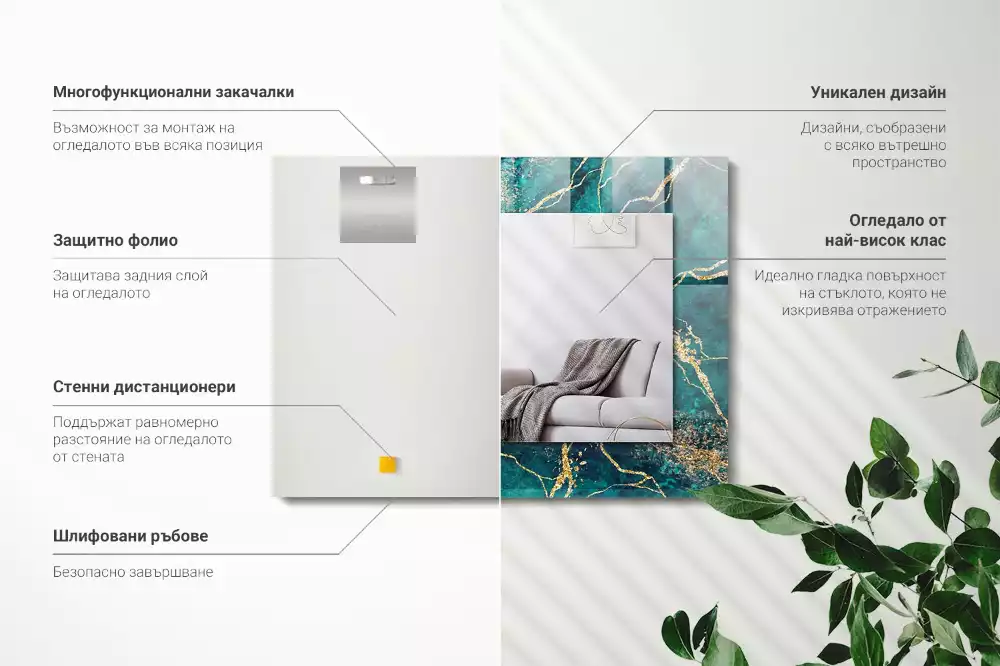 Specchio rettangolare decoro marmo verde