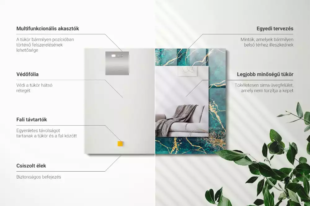 Specchio rettangolare decoro marmo verde