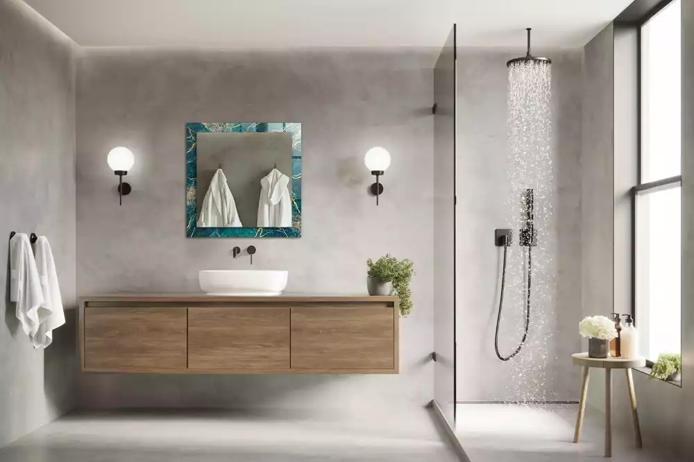 Specchio rettangolare decoro marmo verde