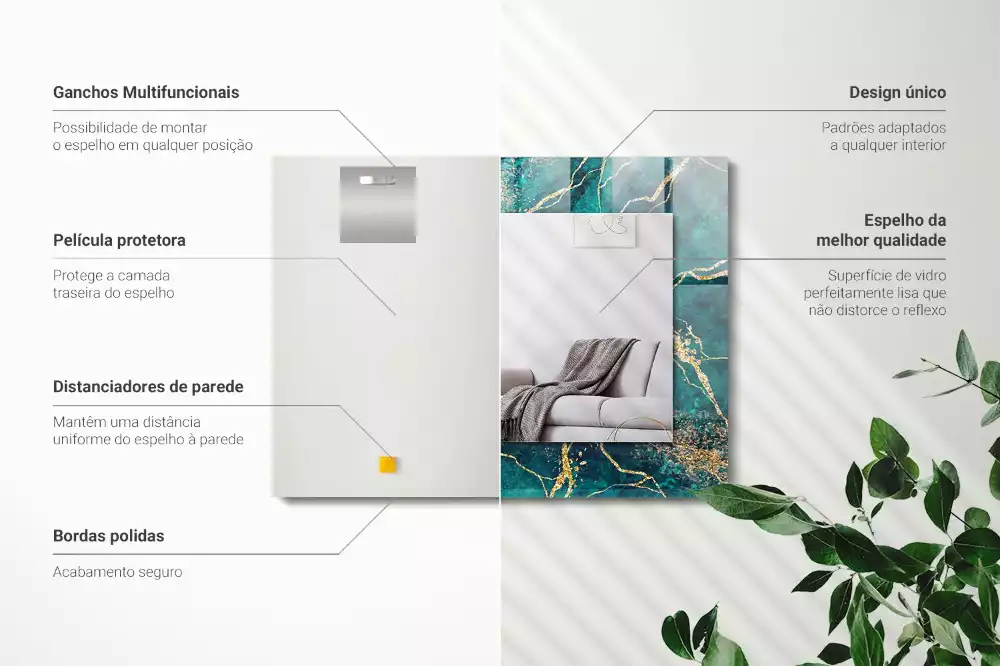 Specchio rettangolare decoro marmo verde