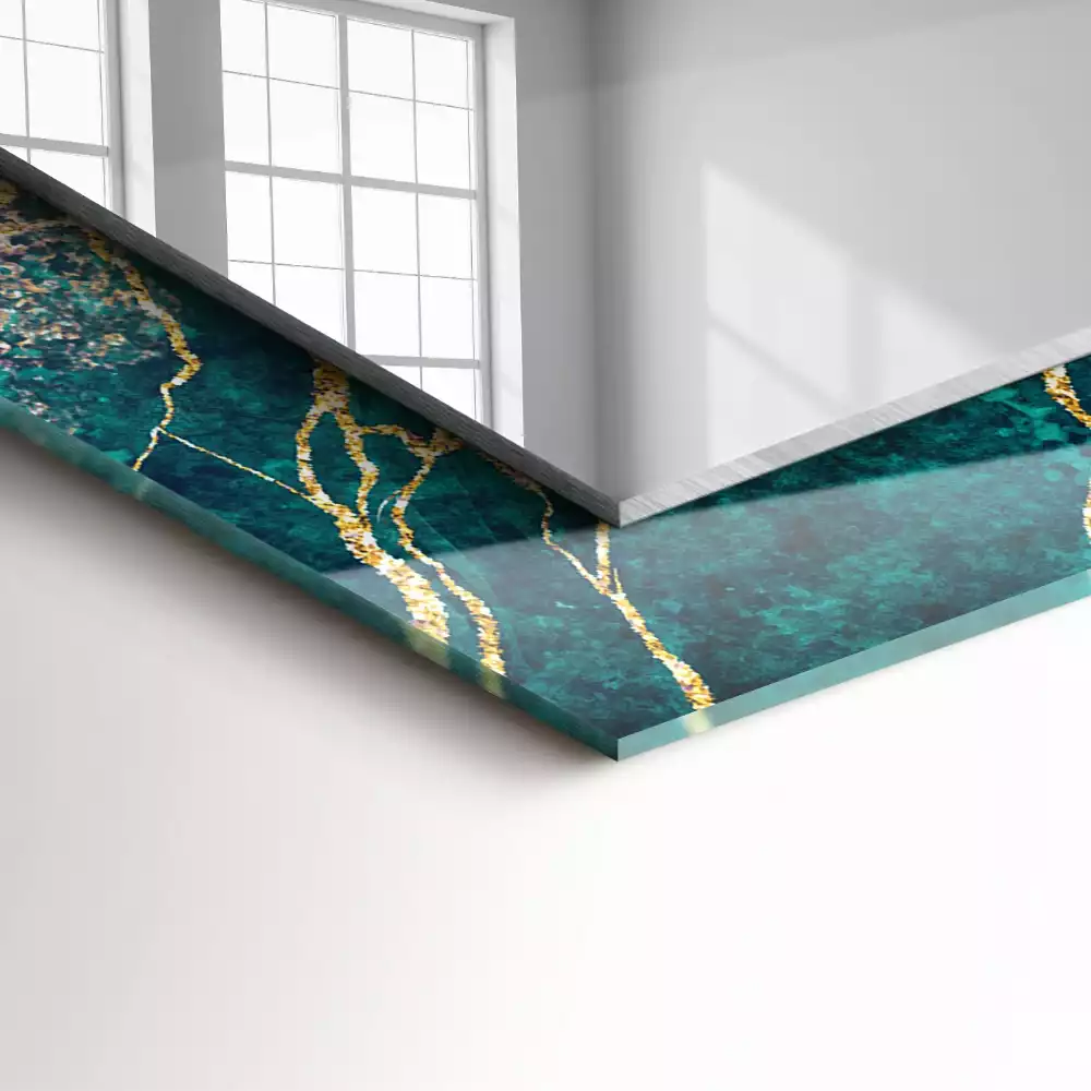 Specchio rettangolare decoro marmo verde