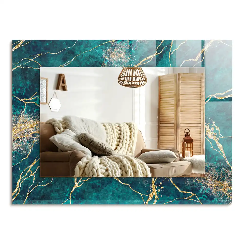 Specchio rettangolare decoro marmo verde