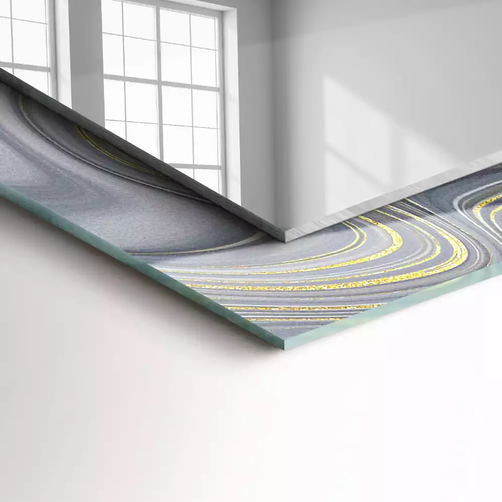 Specchio rettangolare con cornice stampata Motivi astratti in marmo