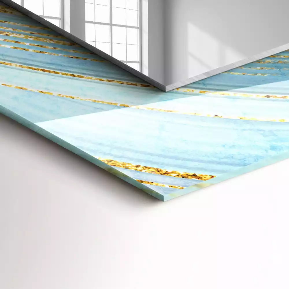 Specchio rettangolare stampato Onde blu astratte