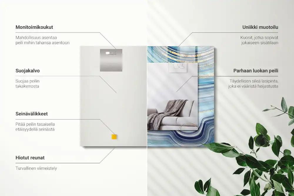 Specchio rettangolare stampato Onde blu astratte