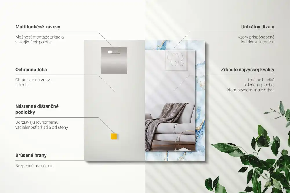 Specchio rettangolare decoro Motivo astratto in marmo