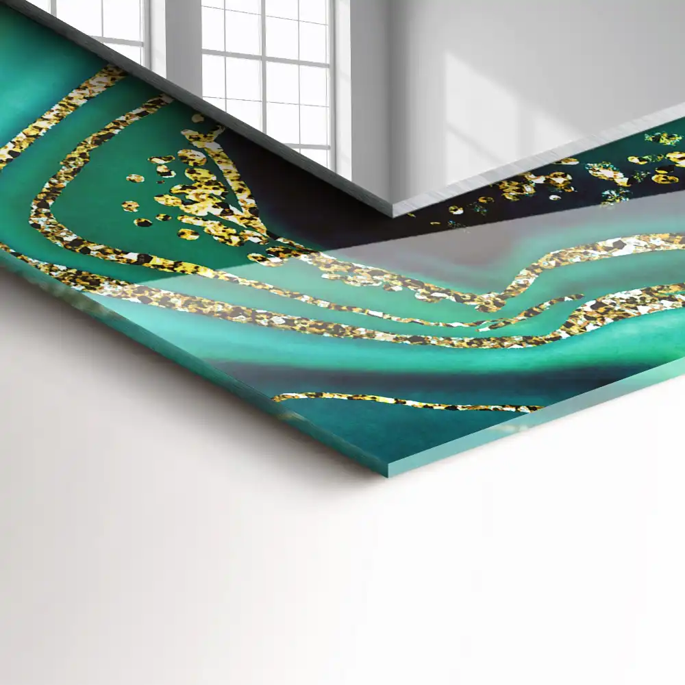 Specchio rettangolare stampato Trama verde astratta