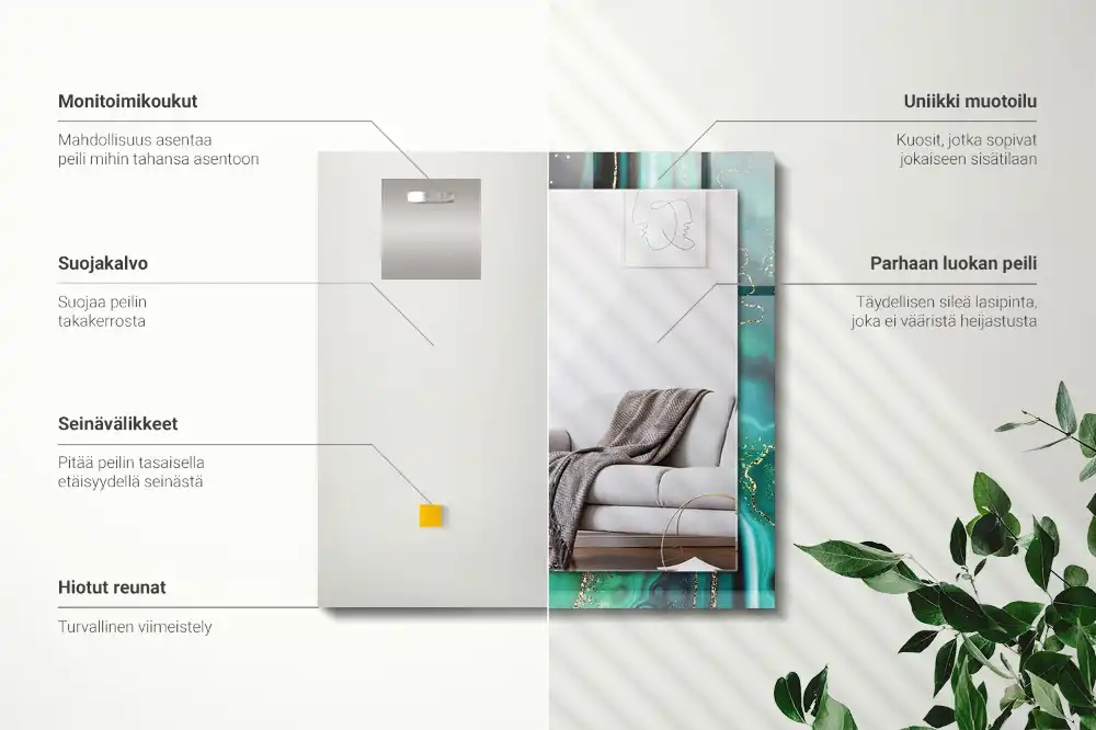 Specchio rettangolare stampato Trama verde astratta