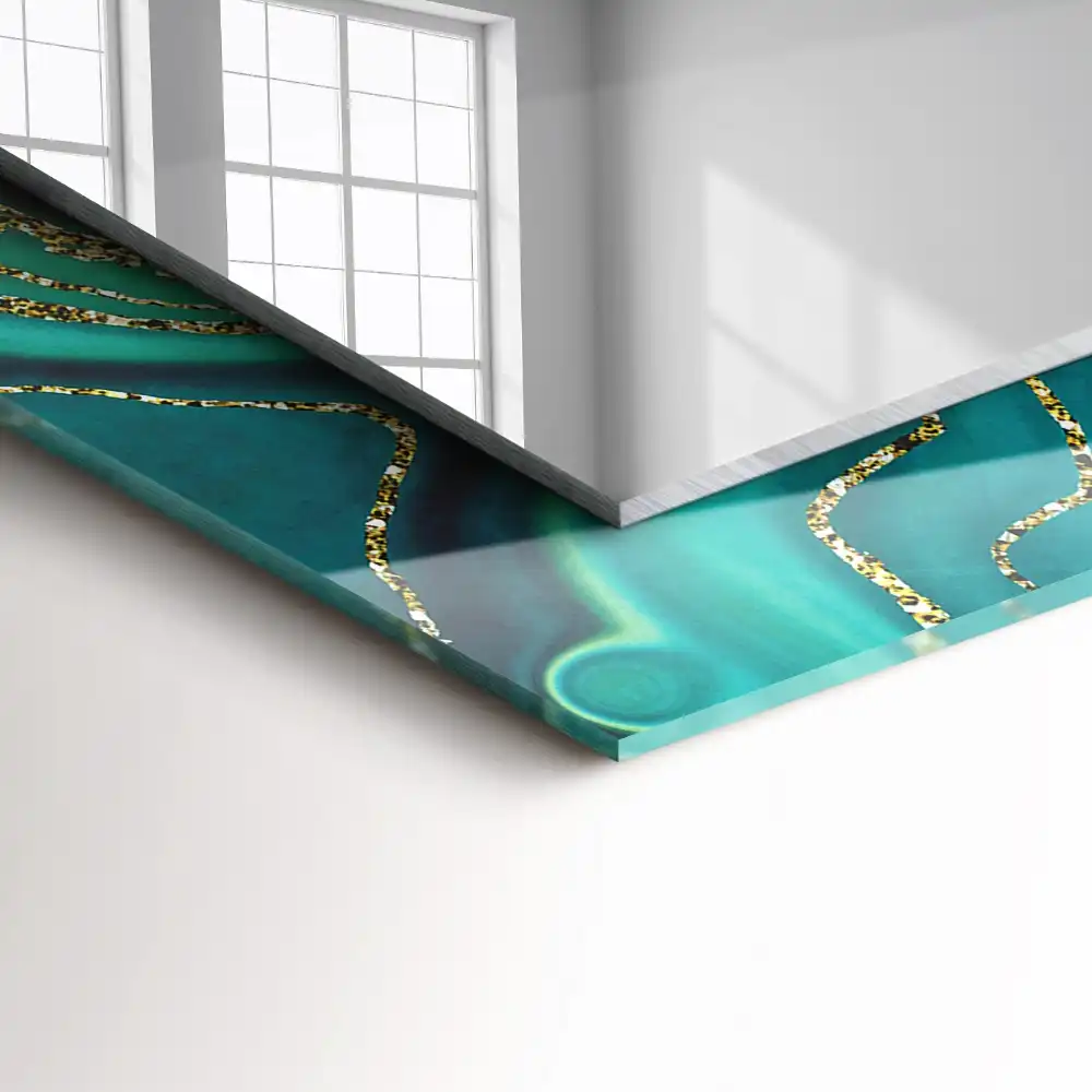 Specchio rettangolare stampato Trama verde astratta