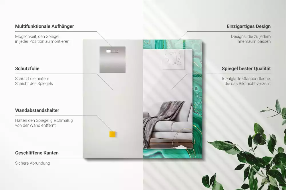 Specchio rettangolare decoro Trama verde astratta