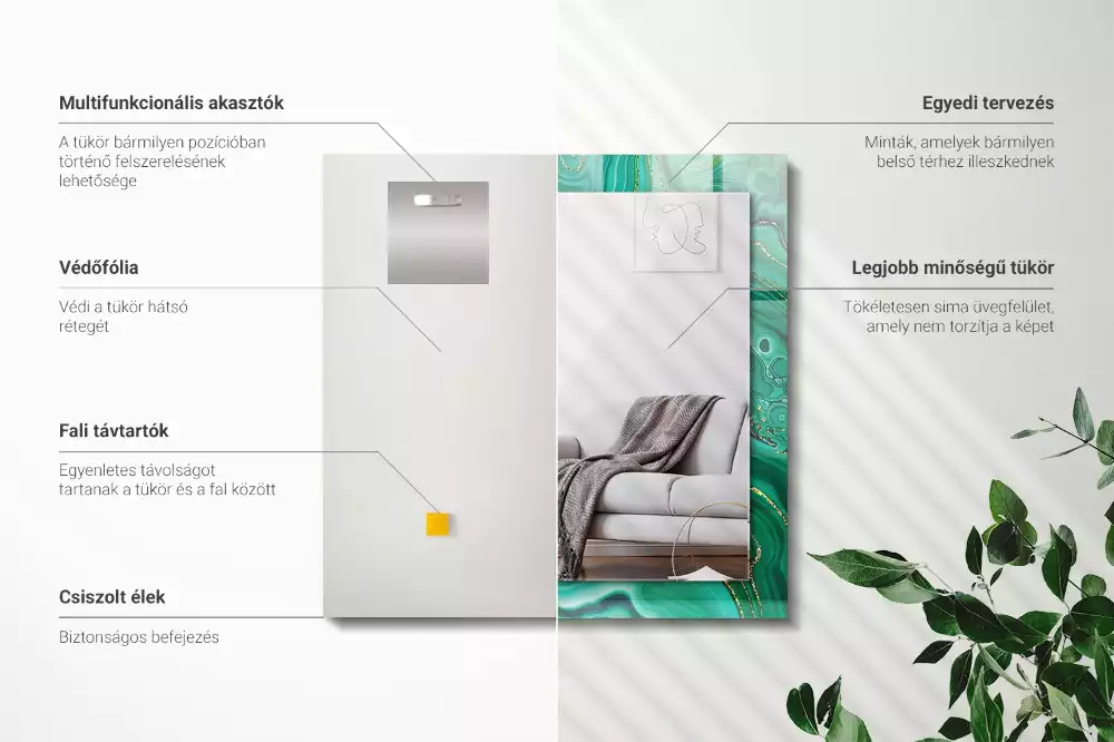 Specchio rettangolare decoro Trama verde astratta