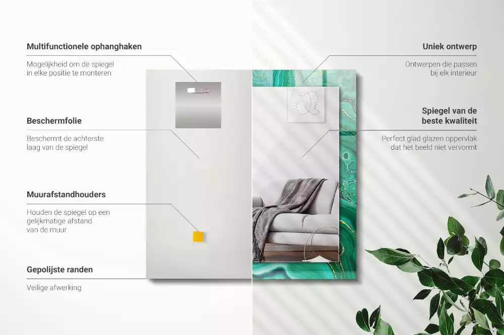 Specchio rettangolare decoro Trama verde astratta