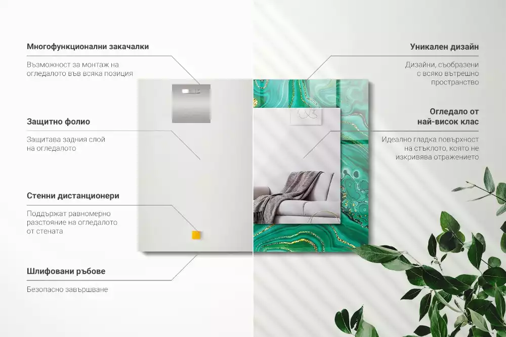 Specchio rettangolare decoro Trama verde astratta