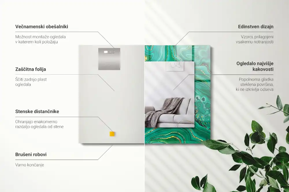 Specchio rettangolare decoro Trama verde astratta