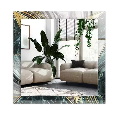 Specchio rettangolare con cornice stampata Motivi geometrici astratti