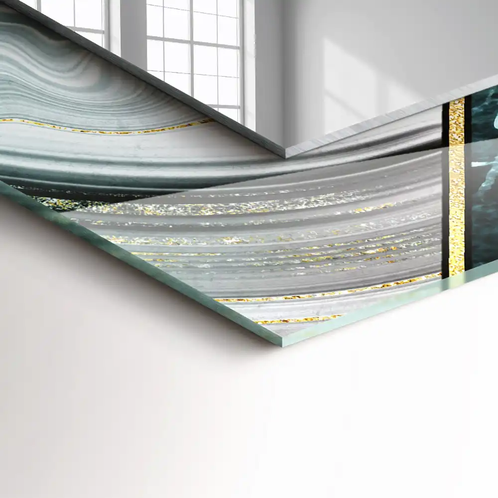 Specchio rettangolare con cornice stampata Motivi geometrici astratti