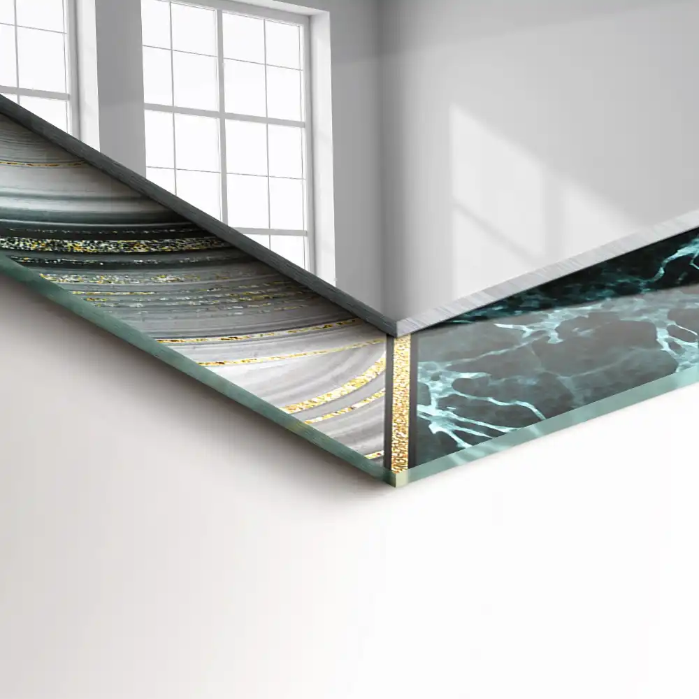 Specchio rettangolare con cornice stampata Motivi geometrici astratti