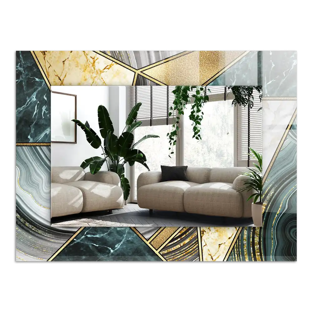 Specchio rettangolare con cornice stampata Motivi geometrici astratti