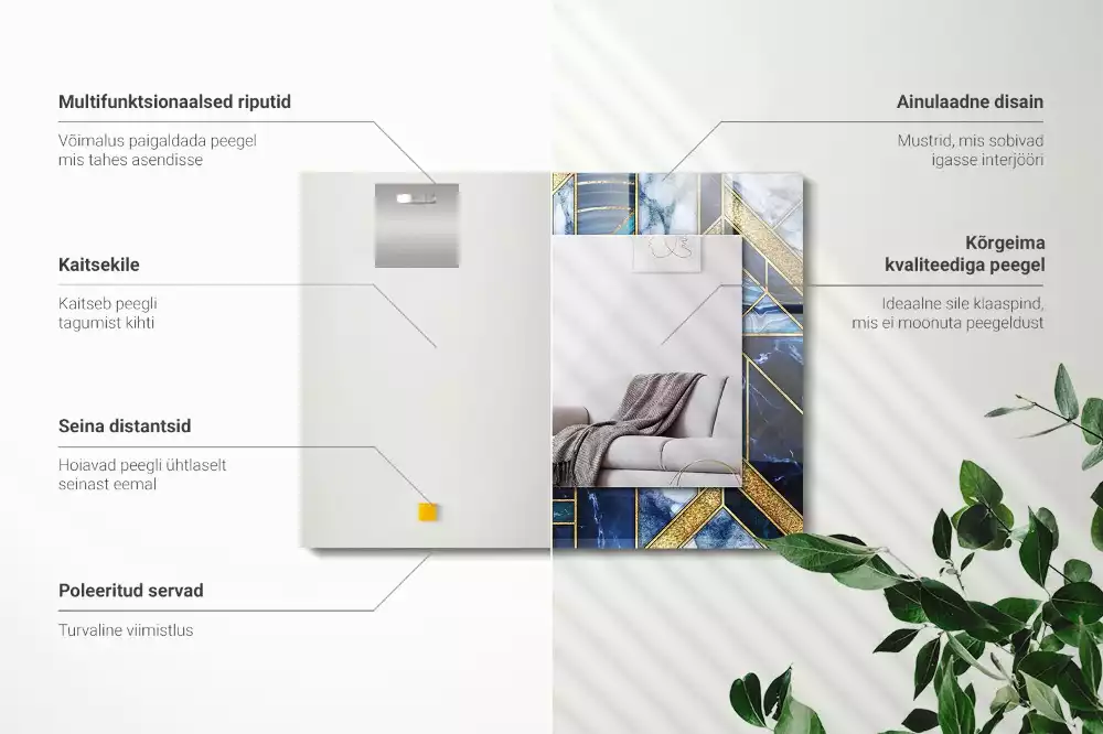 Specchio rettangolare stampato Mosaico geometrico astratto