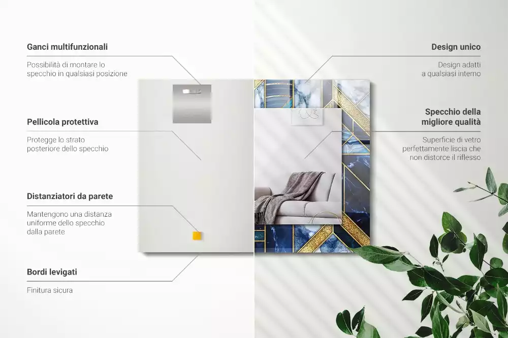 Specchio rettangolare stampato Mosaico geometrico astratto