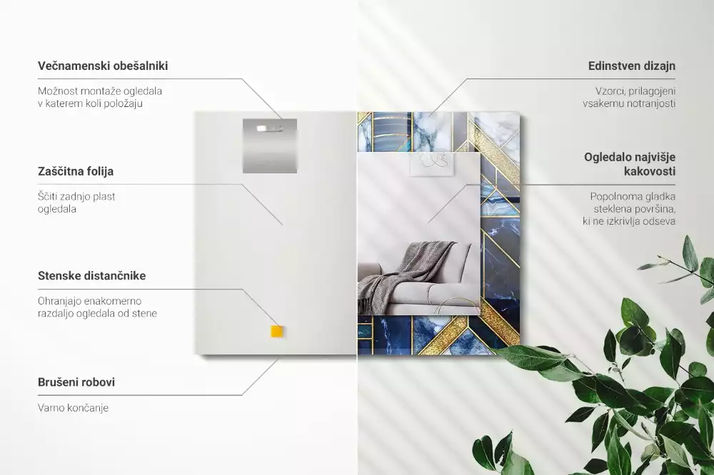 Specchio rettangolare stampato Mosaico geometrico astratto