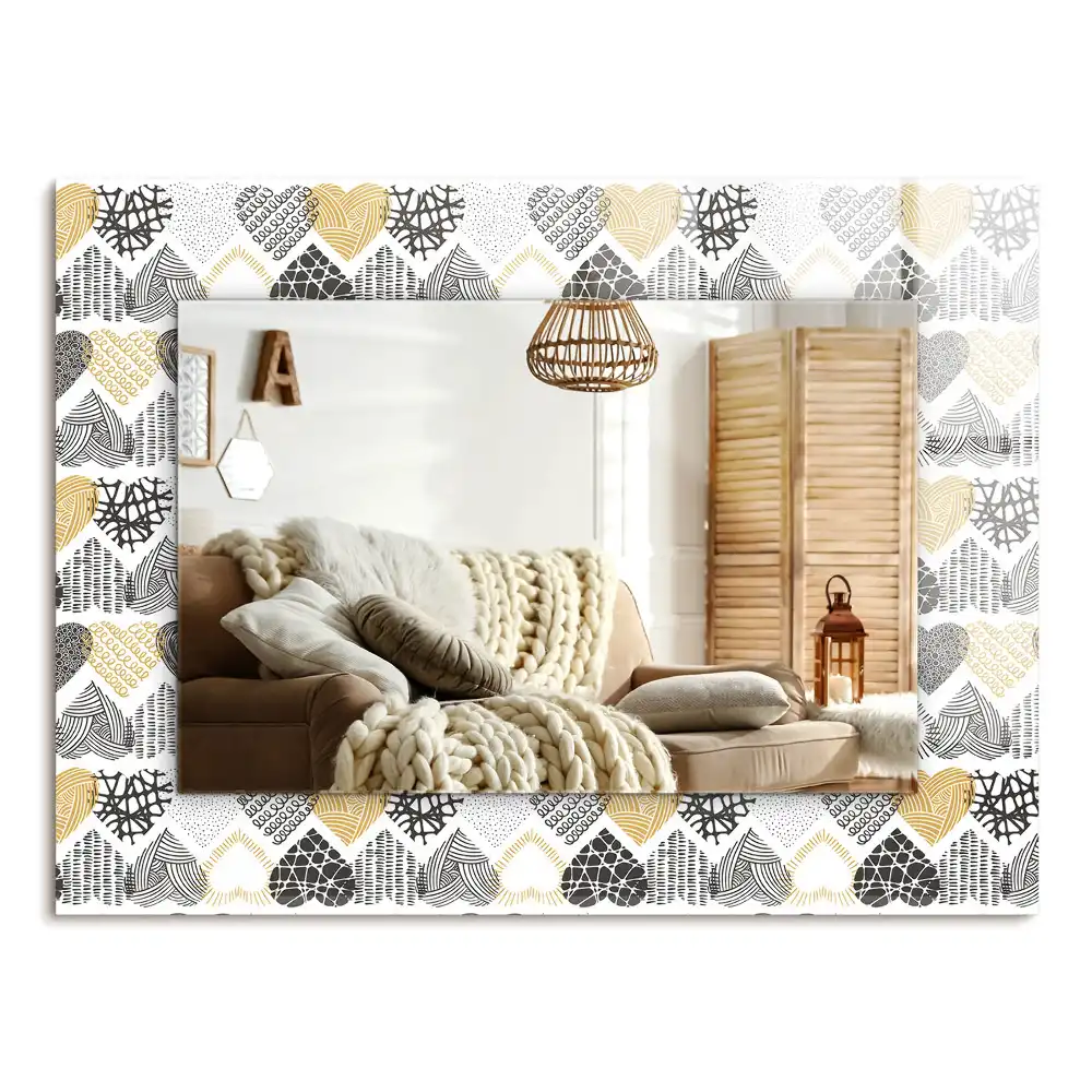 Specchio rettangolare decoro Cuori colorati