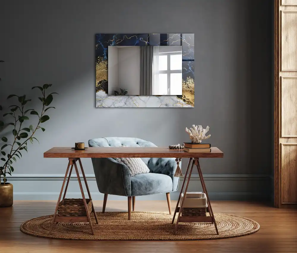 Specchio rettangolare stampato Astrazione del marmo