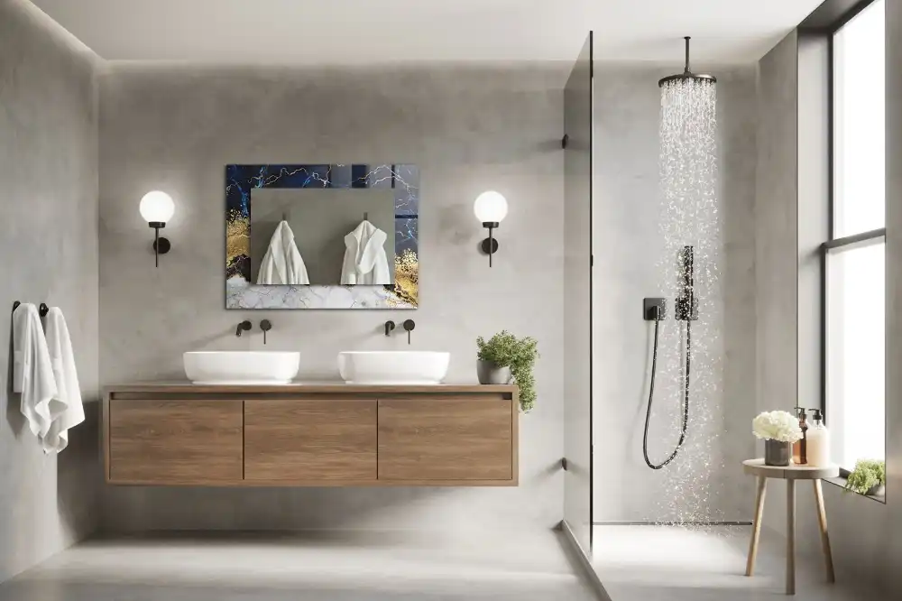 Specchio rettangolare stampato Astrazione del marmo