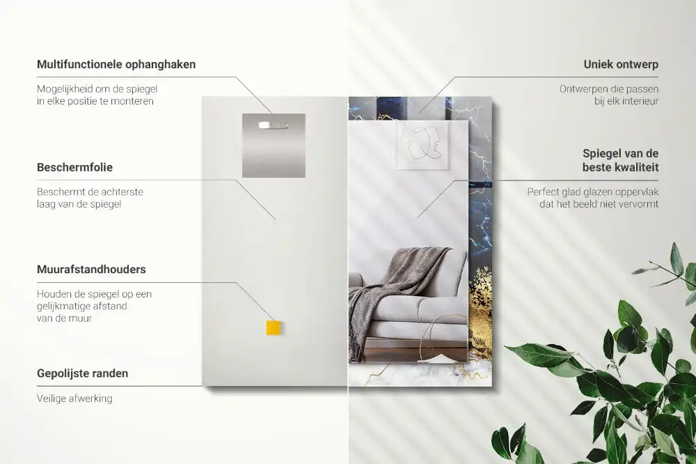 Specchio rettangolare stampato Astrazione del marmo