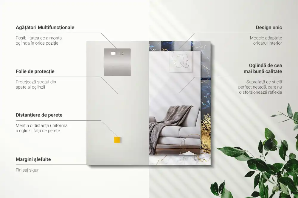 Specchio rettangolare stampato Astrazione del marmo