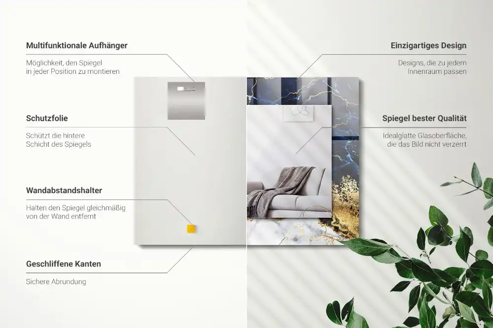 Specchio rettangolare stampato Astrazione del marmo