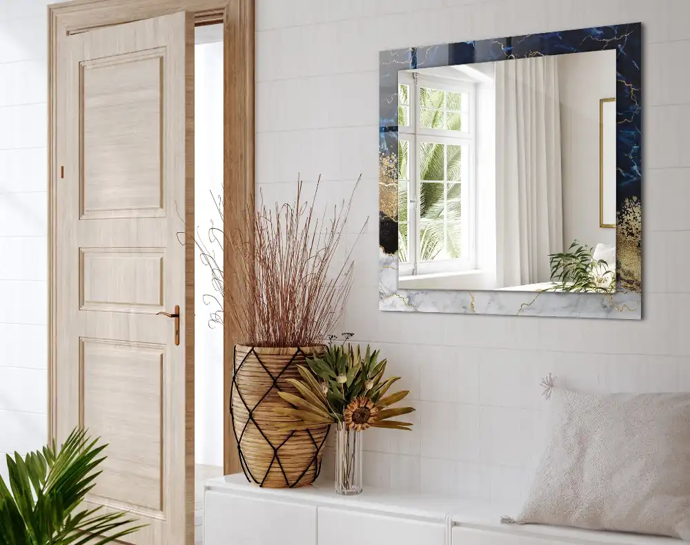 Specchio rettangolare stampato Astrazione del marmo