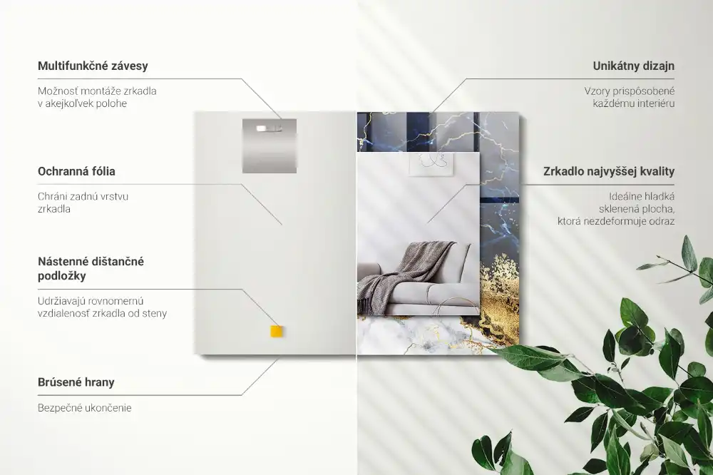 Specchio rettangolare stampato Astrazione del marmo