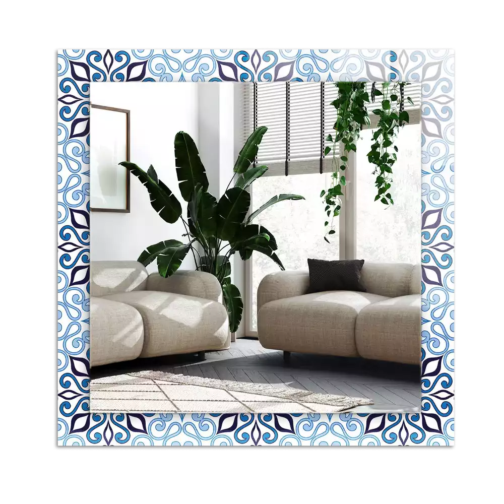 Specchio rettangolare decoro Motivo ornamentale blu