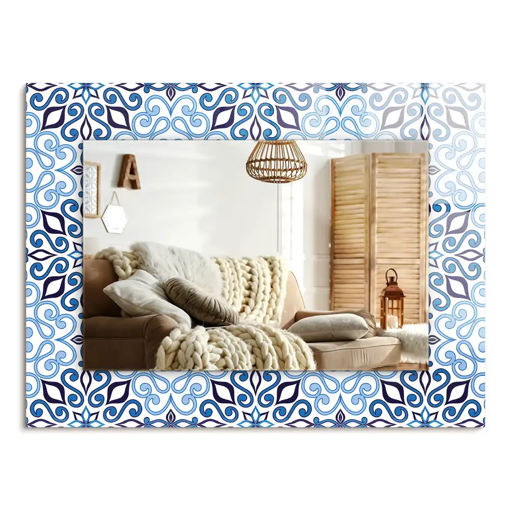 Specchio rettangolare decoro Motivo ornamentale blu