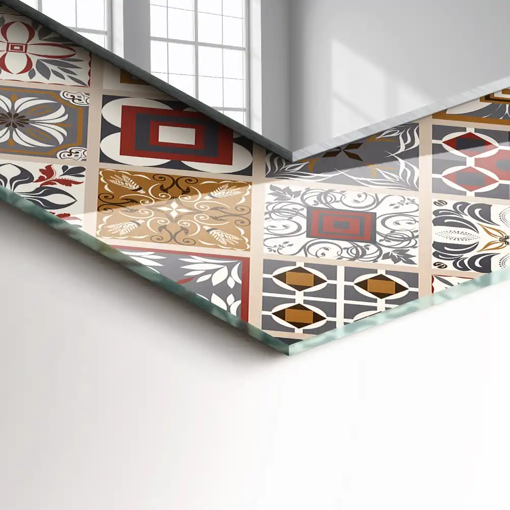 Specchio rettangolare stampato Motivi di piastrelle colorate