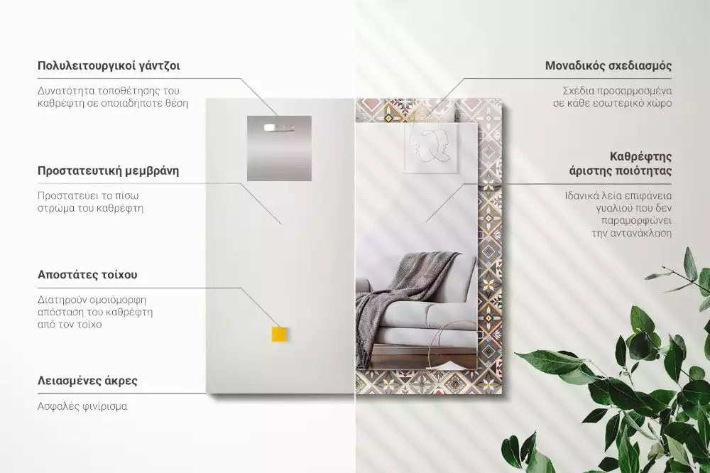 Specchio rettangolare stampato Motivi di piastrelle colorate