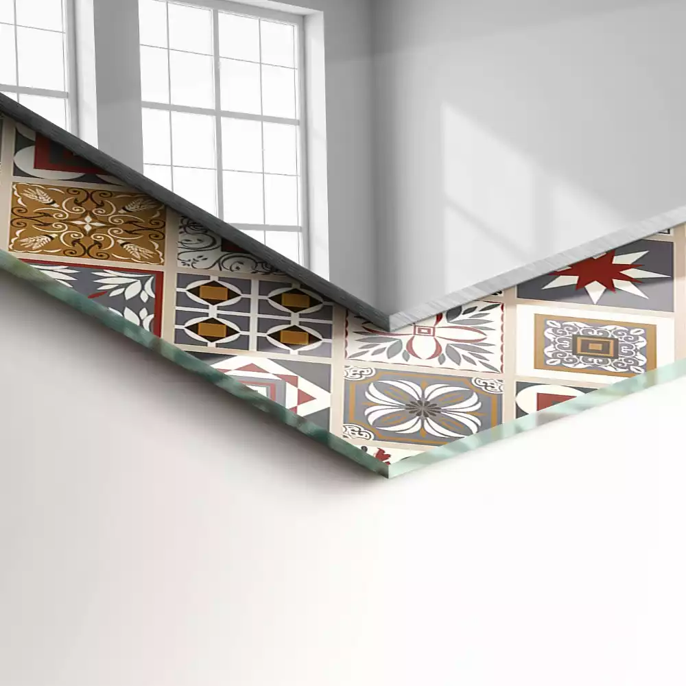 Specchio rettangolare stampato Motivi di piastrelle colorate