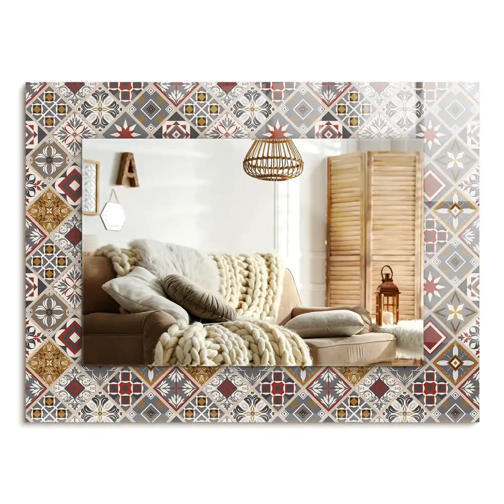 Specchio rettangolare stampato Motivi di piastrelle colorate