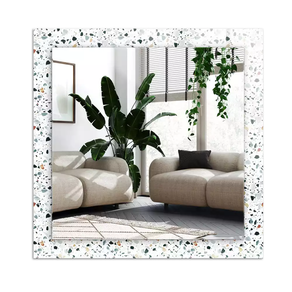 Specchio rettangolare con cornice stampata Motivo a mosaico in terrazzo